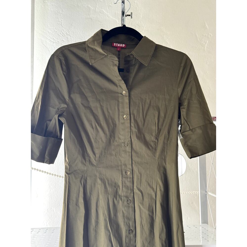 New STAUD Joan maxi Dress in Sergeant Green 2 - Picture 2 of 5